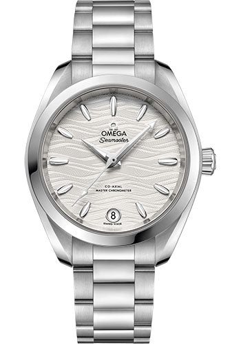 Omega Seamaster Aqua Terra 150M Co-Axial Master Chronometer Watch - 34 mm Steel Case - Waved Silvery Dial - 220.10.34.20.02.002