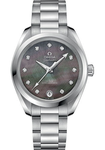 Omega Seamaster Aqua Terra 150M Co-Axial Master Chronometer Watch - 34 mm Steel Case - Tahiti Mother-Of-Pearl Diamond Dial - 220.10.34.20.57.001