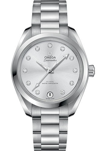 Omega Seamaster Aqua Terra 150M Co-Axial Master Chronometer Watch - 34 mm Steel Case - Glossy Skin-Tone Diamond Dial - 220.10.34.20.60.001
