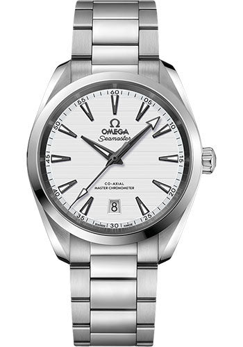 Omega Aqua Terra 150M Co-Axial Master Chronometer Watch - 38 mm Steel Case - Silvery Dial - Brushed And Polished Steel Bracelet - 220.10.38.20.02.001