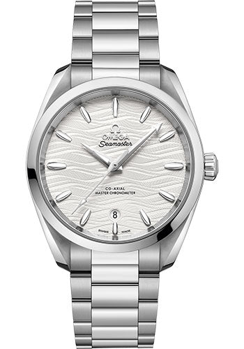 Omega Seamaster Aqua Terra 150M Co-Axial Master Chronometer Ladies Watch - 38 mm Steel Case - Waved Silvery Dial - 220.10.38.20.02.003