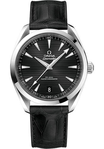 Omega Aqua Terra 150M Co-Axial Master Chronometer Watch - 41 mm Steel Case - Black Dial - Black Leather Strap - 220.13.41.21.01.001