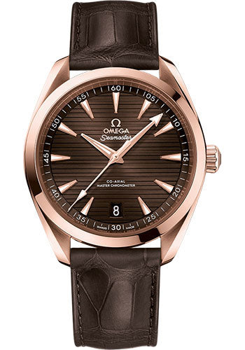 Omega Aqua Terra 150M Co-Axial Master Chronometer Watch - 41 mm Sedna Gold Case - Brown Dial - Brown Leather Strap - 220.53.41.21.13.001