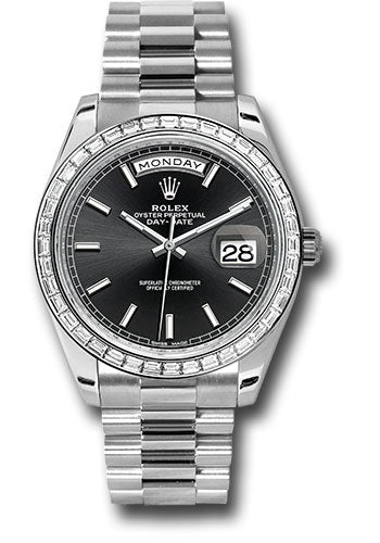 Rolex 950 Platinum Day-Date 40 Watch -  Bezel - Black Index Dial - President Bracelet - 228396TBR bkip