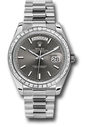 Rolex 950 Platinum Day-Date 40 Watch -  Bezel - Dark Rhodium Index Dial - President Bracelet - 228396TBR drsmip