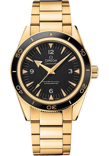 Omega Seamaster 300 Master Co-Axial Watch - 41 mm Yellow Gold Case - Unidirectional Bezel - Black Dial - 233.60.41.21.01.002