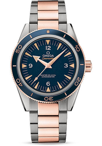 Omega Seamaster 300 Omega Master Co-Axial Watch - 41 mm Grade 5 Titanium And Sedna Gold Case - Unidirectional Sedna Gold Bezel - Blue Dial - 233.60.41.21.03.001
