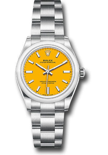 Rolex Oyster Perpetual 31 Watch - Domed Bezel - Yellow Index Dial - Oyster Bracelet - 2020 Release - 277200 yio