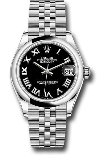 Rolex Steel and White Gold Datejust 31 Watch - Domed Bezel - Black Roman Dial - Jubilee Bracelet - 2020 Release - 278240 bkrj