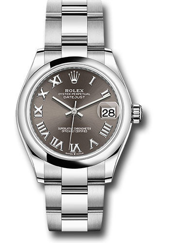 Rolex Steel and White Gold Datejust 31 Watch - Domed Bezel - Dark Grey Roman Dial - Oyster Bracelet - 2020 Release - 278240 dkgro