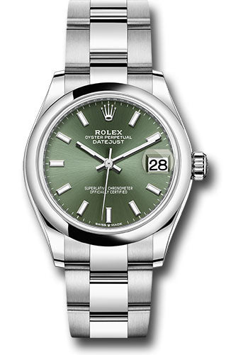 Rolex Steel and White Gold Datejust 31 Watch - Domed Bezel - Mint Green Index Dial - Oyster Bracelet - 2020 Release - 278240 mgio