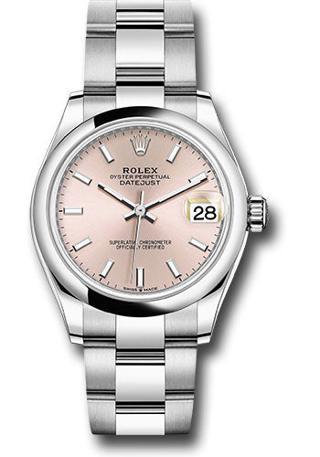 Rolex Steel and White Gold Datejust 31 Watch - Domed Bezel - Pink Index Dial - Oyster Bracelet - 2020 Release - 278240 pio