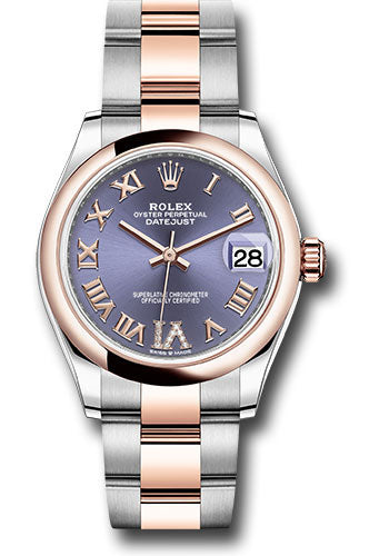 Rolex Steel and Everose Gold Datejust 31 Watch - Domed Bezel - Chocolate Diamond Roman VI Dial - Oyster Bracelet - 278241 aubdr6o
