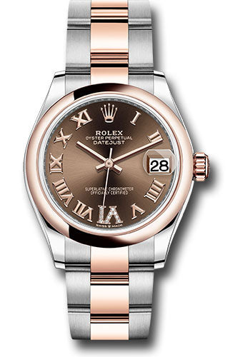 Rolex Steel and Everose Gold Datejust 31 Watch - Domed Bezel - Dark Rhodium Diamond Roman VI Dial - Oyster Bracelet - 278241 chodr6o