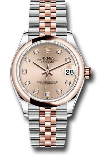 Rolex Steel and Everose Gold Datejust 31 Watch - Domed Bezel - Chocolate Diamond Dial - Jubilee Bracelet - 278241 rodj
