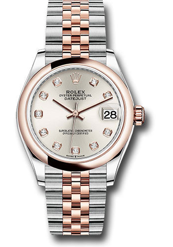 Rolex Steel and Everose Gold Datejust 31 Watch - Domed Bezel - Rose Diamond Dial - Jubilee Bracelet - 278241 sdj