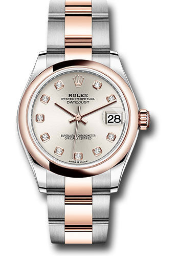 Rolex Steel and Everose Gold Datejust 31 Watch - Domed Bezel - Rose Diamond Dial - Oyster Bracelet - 278241 sdo