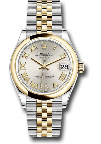 Rolex Steel and Yellow Gold Datejust 31 Watch - Domed Bezel - Silver Diamond Roman Six Dial - Jubilee Bracelet - 278243 sdr6j