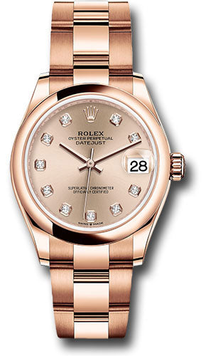 Rolex Everose Gold Datejust 31 Watch - Domed Bezel - Rose Diamond Dial - Oyster Bracelet - 278245 rsdo
