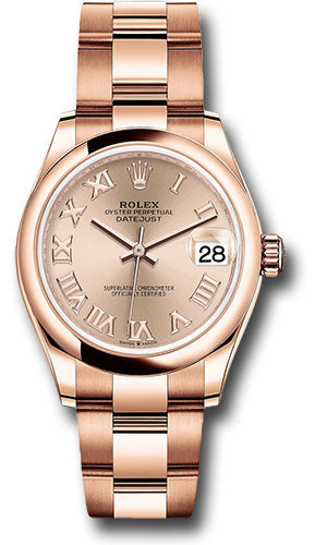 Rolex Everose Gold Datejust 31 Watch - Domed Bezel - Rose Roman Dial - Oyster Bracelet - 278245 rsro