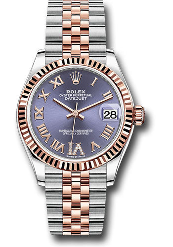 Rolex Steel and Everose Gold Datejust 31 Watch - Fluted Bezel - Chocolate Diamond Roman VI Dial - Jubilee Bracelet - 278271 aubdr6j