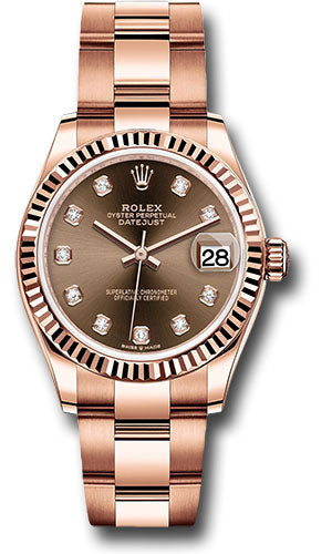Rolex Everose Gold Datejust 31 Watch - Fluted Bezel - Chocolate Diamond Dial - Oyster Bracelet - 278275 chodo