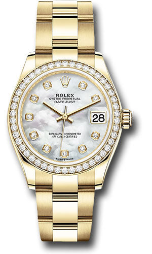 Rolex Yellow Gold Datejust 31 Watch - Diamond Bezel - Mother-of-Pearl Diamond Dial - Oyster Bracelet - 278288RBR mdo