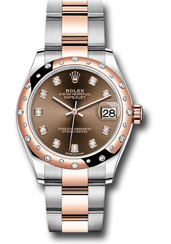 Rolex Steel and Everose Gold Datejust 31 Watch - 24 Diamond Bezel - White Roman Dial - Oyster Bracelet - 278341RBR chodo