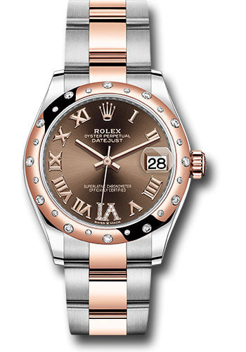 Rolex Steel and Everose Gold Datejust 31 Watch - 24 Diamond Bezel - Dark Rhodium Diamond Roman VI Dial - Oyster Bracelet - 278341RBR chodr6o