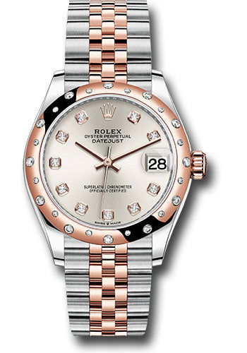 Rolex Steel and Everose Gold Datejust 31 Watch - 24 Diamond Bezel - Rose Diamond Dial - Jubilee Bracelet - 278341RBR sdj