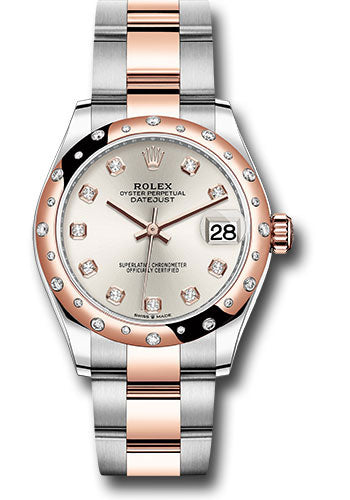 Rolex Steel and Everose Gold Datejust 31 Watch - 24 Diamond Bezel - Rose Diamond Dial - Oyster Bracelet - 278341RBR sdo