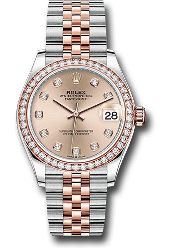 Rolex Steel and Everose Gold Datejust 31 Watch - 46 Diamond Bezel - Rose Diamond Dial - Jubilee Bracelet - 278381RBR rodj
