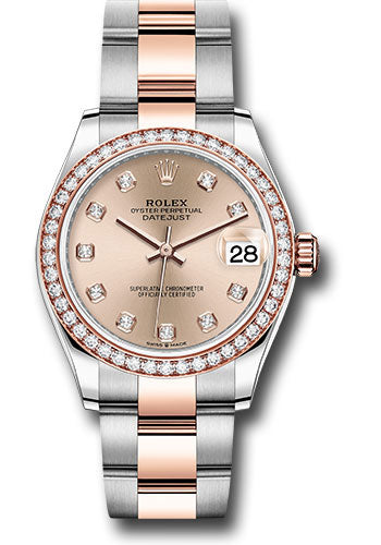 Rolex Steel and Everose Gold Datejust 31 Watch - 46 Diamond Bezel - Rose Diamond Dial - Oyster Bracelet - 278381RBR rodo