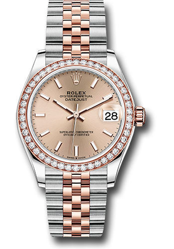 Rolex Steel and Everose Gold Datejust 31 Watch - 46 Diamond Bezel - Rose Index Dial - Jubilee Bracelet - 278381RBR roij
