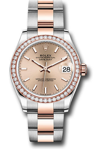 Rolex Steel and Everose Gold Datejust 31 Watch - 46 Diamond Bezel - Rose Index Dial - Oyster Bracelet - 278381RBR roio