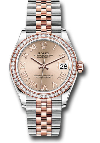Rolex Steel and Everose Gold Datejust 31 Watch - 46 Diamond Bezel - Rose Roman Dial - Jubilee Bracelet - 278381RBR rorj