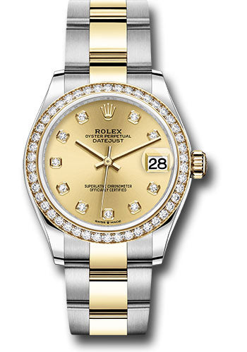Rolex Steel and Yellow Gold Datejust 31 Watch - Diamond Bezel - Champagne Diamond Dial - Oyster Bracelet - 278383RBR chdo