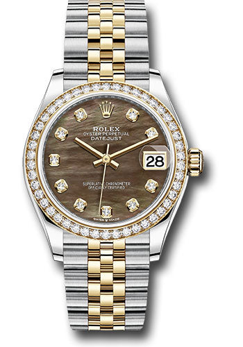 Rolex Steel and Yellow Gold Datejust 31 Watch - Diamond Bezel - Dark Mother-of-Pearl Diamond Dial - Jubilee Bracelet - 278383RBR dkmdj