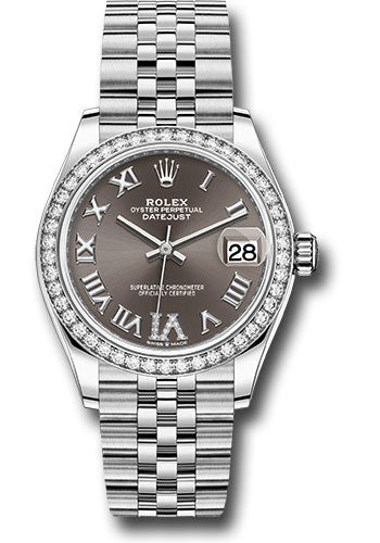 Rolex Steel and White Gold Datejust 31 Watch - Diamond Bezel - Dark Grey Roman Diamond 6 Dial - Jubilee Bracelet - 278384RBR dkgdr6j