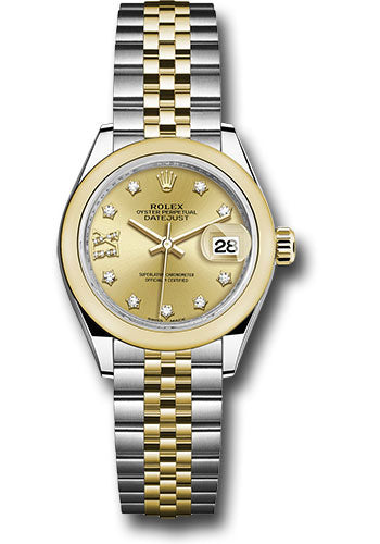 Rolex Steel and Yellow Gold Rolesor Lady-Datejust 28 Watch - Domed Bezel - Champagne Diamond Star Dial - Jubilee Bracelet - 279163 ch9dix8dj