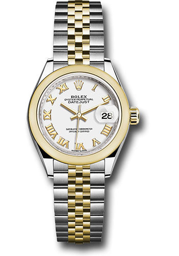 Rolex Steel and Yellow Gold Rolesor Lady-Datejust 28 Watch - Domed Bezel - White Roman Dial - Jubilee Bracelet - 279163 wrj