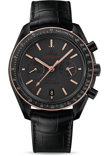 Omega Speedmaster Moonwatch Omega Co-Axial Chronograph Watch - 44.25 mm Black Ceramic Case - Sedna Gold Bezel - Grey Dial - Black Leather Strap - 311.63.44.51.06.001