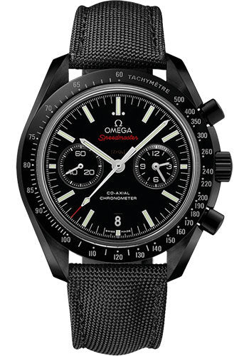 Omega Speedmaster Moonwatch Omega Co-Axial Chronograph Watch - 44.25 mm Black Ceramic Case - Brushed Ceramic Bezel - Black Dial - Black Coated Nylon Fabric Strap - 311.92.44.51.01.007
