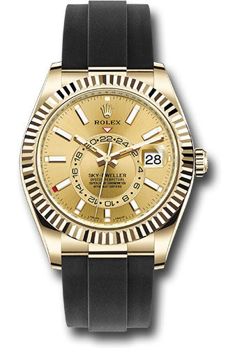 Rolex Yellow Gold Sky-Dweller Watch - Champagne Index Dial - Oysterflex Bracelet - 2020 Release - 326238 chi