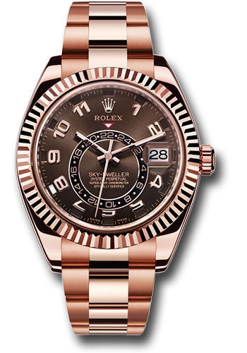 Rolex Everose Gold Sky-Dweller Watch - Chocolate Sunray Arabic Dial - Oyster Bracelet - 326935 cho