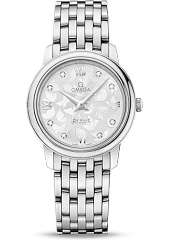 Omega De Ville Prestige Quartz Watch - 27.4 mm Steel Case - Silver Diamond Dial - 424.10.27.60.52.001