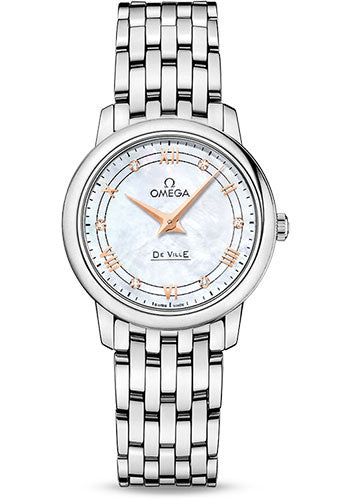 Omega De Ville Prestige Quartz Watch - 27.4 mm Steel Case - White Diamond Dial - 424.10.27.60.55.001