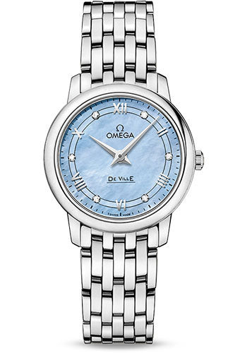 Omega De Ville Prestige Quartz Watch - 27.4 mm Steel Case - Blue Diamond Dial - 424.10.27.60.57.001