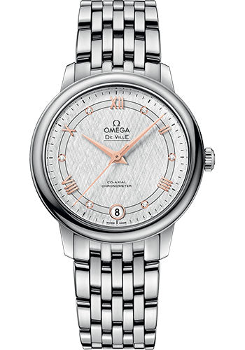 Omega De Ville Prestige Co-Axial Watch - 32.7 mm Steel Case - White Silvery Dial - 424.10.33.20.52.001