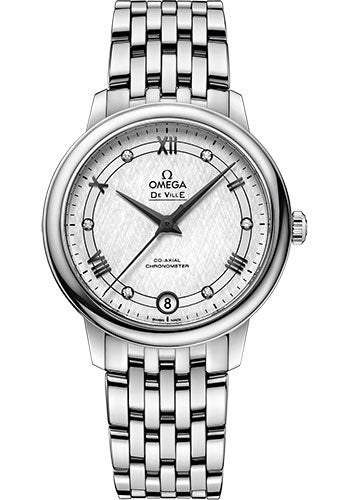 Omega De Ville Prestige Co-Axial Watch - 32.7 mm Steel Case - White Silvery Dial - 424.10.33.20.52.002